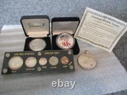 999 Fine Silver Walking Liberty $1 One Dollar Coins-3+pendant+1962 Proof Set