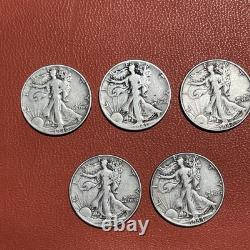 9 Walking Liberty Half Dollars 90% Silver 1936-1944 Estate Coin Lot 1 No Date