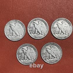 9 Walking Liberty Half Dollars 90% Silver 1936-1944 Estate Coin Lot 1 No Date