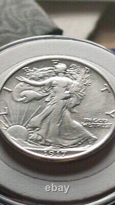 AU 1917 Reverse Walking Liberty silver Half Dollar with new Holder