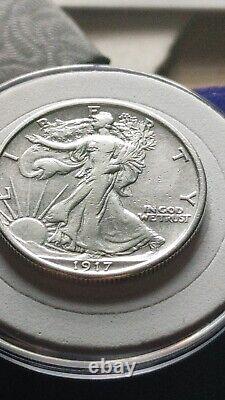 AU 1917 Reverse Walking Liberty silver Half Dollar with new Holder