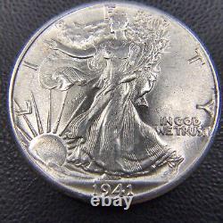 AU+/UNC Roll of 20 Hi-Grade U. S. Walking Liberty Silver Half Dollars $10 FV
