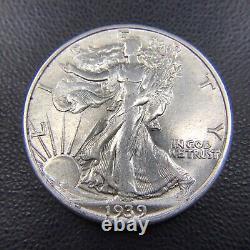 AU+/UNC Roll of 20 Hi-Grade U. S. Walking Liberty Silver Half Dollars $10 FV