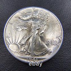 AU+/UNC Roll of 20 Hi-Grade U. S. Walking Liberty Silver Half Dollars $10 FV