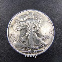 AU+/UNC Roll of 20 Hi-Grade U. S. Walking Liberty Silver Half Dollars $10 FV