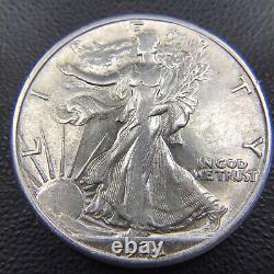 AU+/UNC Roll of 20 Hi-Grade U. S. Walking Liberty Silver Half Dollars $10 FV