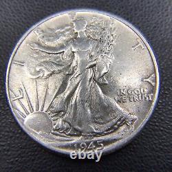 AU+/UNC Roll of 20 Hi-Grade U. S. Walking Liberty Silver Half Dollars $10 FV