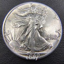 AU+/UNC Roll of 20 Hi-Grade U. S. Walking Liberty Silver Half Dollars $10 FV