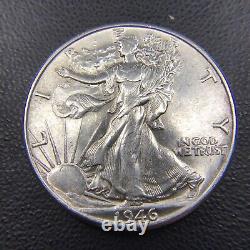 AU+/UNC Roll of 20 Hi-Grade U. S. Walking Liberty Silver Half Dollars $10 FV