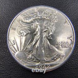 AU+/UNC Roll of 20 Hi-Grade U. S. Walking Liberty Silver Half Dollars $10 FV