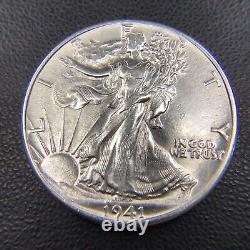 AU+/UNC Roll of 20 Hi-Grade U. S. Walking Liberty Silver Half Dollars $10 FV