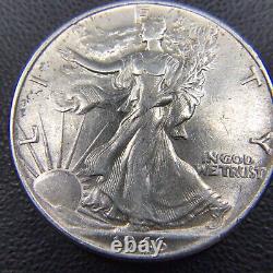 AU+/UNC Roll of 20 Hi-Grade U. S. Walking Liberty Silver Half Dollars $10 FV