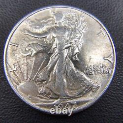 AU+/UNC Roll of 20 Hi-Grade U. S. Walking Liberty Silver Half Dollars $10 FV