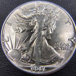 AU+/UNC Roll of 20 Hi-Grade U. S. Walking Liberty Silver Half Dollars $10 FV