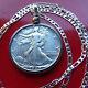 Au Walking Liberty Half Dollar Pendant 24 Italian 925 Sterling Silver Chain
