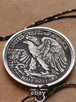 Accented American silver 1939 S Walking Liberty Pendant on a 22 Italian Chain