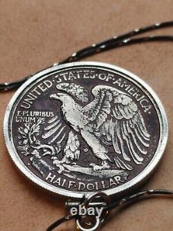 Accented American silver 1939 S Walking Liberty Pendant on a 22 Italian Chain