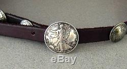 BUFFALO NICKEL CONCHO / BUTTON BELT with SILVER WALKING LIBERTY BUCKLE #978