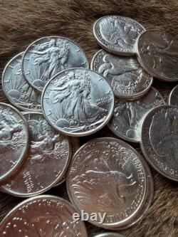 BU Silver Walking Liberty Coin (1) & Clad Kennedy Half Dollar Bank Roll (20)