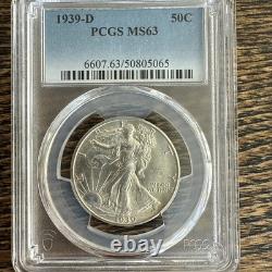 Beautiful 1939 D Walking Liberty Half dollar PCGS MS63
