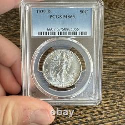 Beautiful 1939 D Walking Liberty Half dollar PCGS MS63