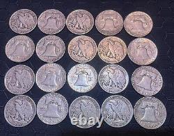 Benjamin Franklin And Walking Liberty Silver Half Dollars Lot 20 Coins Very Nice