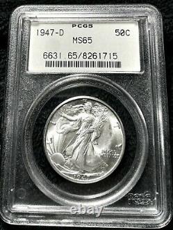 CHOICE 1947-D Walking Liberty Half Dollar PCGS MS65 OGH Gorgeous Gem BU Coin