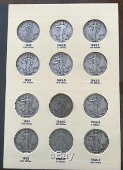 COMPLETE 65pc SILVER WALKING LIBERTY HALF DOLLAR SET in LIBRARY of COINS albums