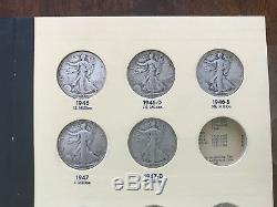 COMPLETE 65pc SILVER WALKING LIBERTY HALF DOLLAR SET in LIBRARY of COINS albums