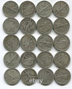 Circulated Walking Liberty Half Roll