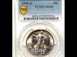 Colorful Toned 1945-S Walking Liberty Half MS65 PCGS
