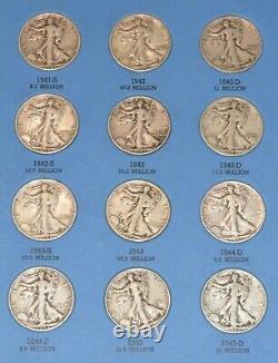 Complete 65 Coin Collection Set Walking Standing Liberty Half Dollars 1916-1947