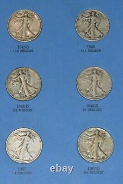 Complete 65 Coin Collection Set Walking Standing Liberty Half Dollars 1916-1947