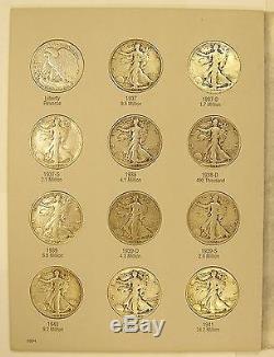 Complete Set of Walking Liberty Silver Half Dollars, 1916 1947 in Used Folders
