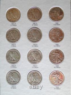 Complete Walking Liberty Half Dollar Collection 1937-1947, plus 4 extra. F-AU