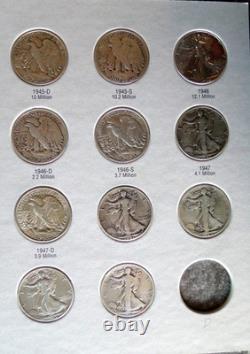 Complete Walking Liberty Half Dollar Collection 1937-1947, plus 4 extra. F-AU