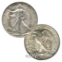 Count of 5 Walking Liberty Half Dollar XF/VF Condition 90% Silver
