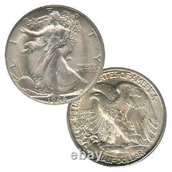 Count of 5 Walking Liberty Half Dollar XF/VF Condition 90% Silver