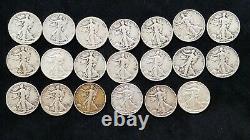 Full roll 20 Walking Liberty Half dollars 90% silver 14 dates 14 with MM 1923-42