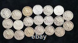 Full roll 20 Walking Liberty Half dollars 90% silver 14 dates 14 with MM 1923-42