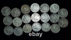 Full roll 20 Walking Liberty Half dollars 90% silver 14 dates 14 with MM 1923-42