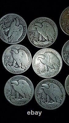 Full roll 20 Walking Liberty Half dollars 90% silver 14 dates 14 with MM 1923-42