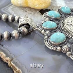 Genuine 1942 90% Silver Walking Liberty Half Dollar Coin withTurquoise Uni Pendant