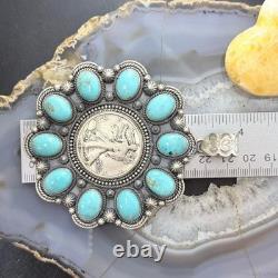 Genuine 1942 90% Silver Walking Liberty Half Dollar Coin withTurquoise Uni Pendant