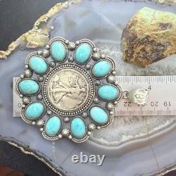 Genuine 1945 90% Silver Walking Liberty Half Dollar Coin withTurquoise Uni Pendant