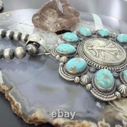 Genuine 90% Silver Walking Liberty Half Dollar Coin withTurquoise Unisex Pendant
