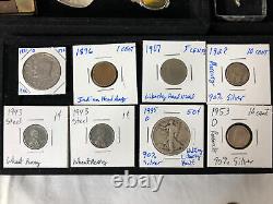 Junk Drawer Lot 1935 D Silver Walking Liberty Half Dollar Coins Gold Stamps