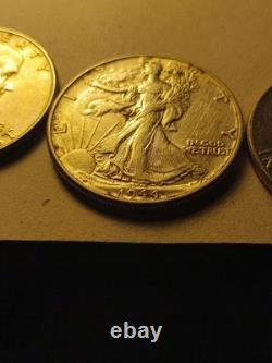 LOT OF 3 -1 Walking Liberty, 2 Franklin Half Dollars, AU- 90% Silver