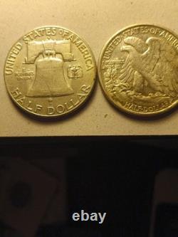 LOT OF 3 -1 Walking Liberty, 2 Franklin Half Dollars, AU- 90% Silver