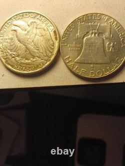 LOT OF 3 -1 Walking Liberty, 2 Franklin Half Dollars, AU- 90% Silver